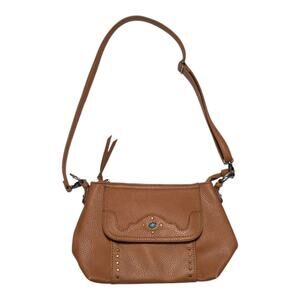 Catchfly Studio Western Leather Purse Shoulder Bag Brown Turquoise Crossbody